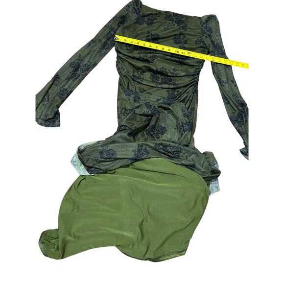 Whimsigoth Olive Floral Mesh Maxi - Picture 8 of 10